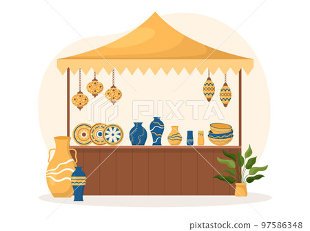 Souvenir Shop with Various the Gifts, Decorative Vases and Jewelry to Share by Friends or Family in Flat Cartoon Hand Drawn Templates Illustration Souvenir Shop with Various the Gifts, Decorative Vases and Jewelry to Share by Friends or Family in Flat Cartoon Hand Drawn Templates Illustration 97586348