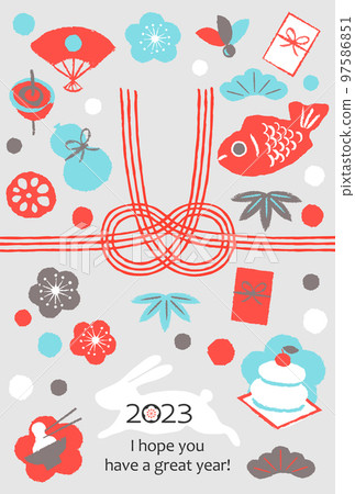 2023 New Year's card Various New Year's greetings for the year of the rabbit 97586851