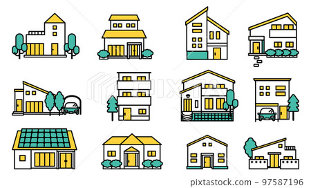Building icon illustration set A (simple color) Building icon illustration set A (simple color) 97587196