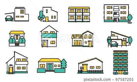 Building icon illustration set B (simple color) 97587201