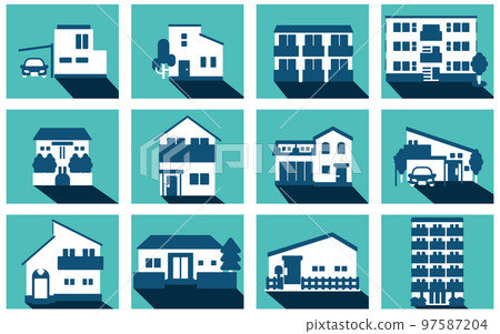 Building icon illustration set B (flat color) 97587204