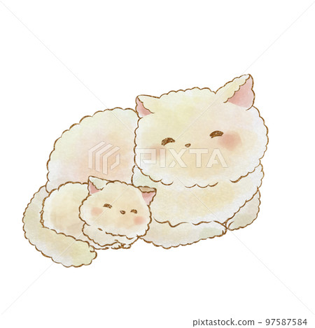 Illustration material: parent and child cat (hand-painted watercolor style) Illustration material: parent and child cat (hand-painted watercolor style) 97587584
