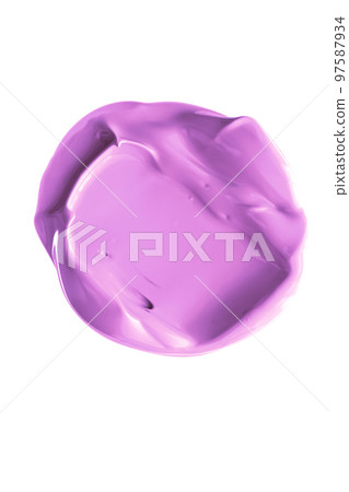Pastel purple beauty swatch, skincare and makeup cosmetic product sample texture isolated on white background, make-up smudge, cream cosmetics smear or paint brush stroke closeup 97587934