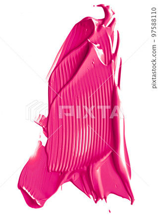 Pink beauty swatch, skincare and makeup cosmetic product sample texture isolated on white background, make-up smudge, cream cosmetics smear or paint brush stroke closeup Pink beauty swatch, skincare and makeup cosmetic product sample texture isolated on white background, make-up smudge, cream cosmetics smear or paint brush stroke closeup 97588110