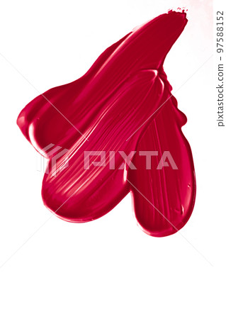 Red beauty swatch, skincare and makeup cosmetic product sample texture isolated on white background, make-up smudge, cream cosmetics smear or paint brush stroke closeup Red beauty swatch, skincare and makeup cosmetic product sample texture isolated on white background, make-up smudge, cream cosmetics smear or paint brush stroke closeup 97588152