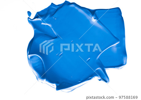 Blue beauty swatch, skincare and makeup cosmetic product sample texture isolated on white background, make-up smudge, cream cosmetics smear or paint brush stroke closeup 97588169