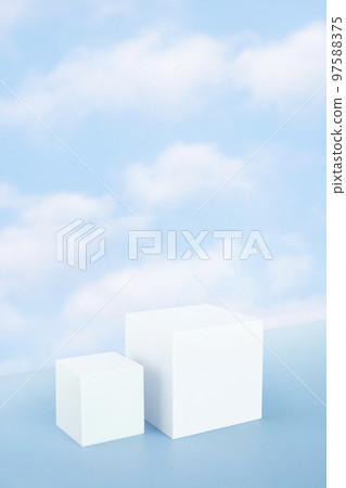 A product podium surrounded by clouds in the blue sky A product podium surrounded by clouds in the blue sky 97588375