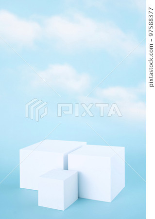 A product podium surrounded by clouds in the blue sky A product podium surrounded by clouds in the blue sky 97588377