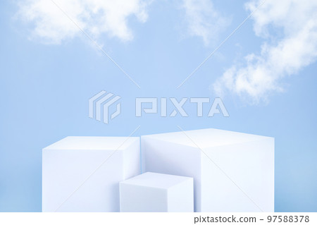 A product podium surrounded by clouds in the blue sky A product podium surrounded by clouds in the blue sky 97588378