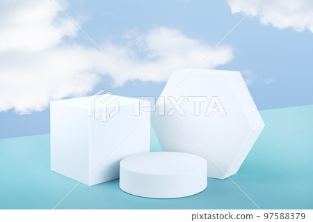 A product podium surrounded by clouds in the blue sky A product podium surrounded by clouds in the blue sky 97588379