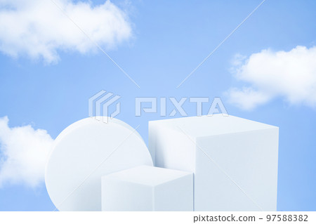A product podium surrounded by clouds in the blue sky A product podium surrounded by clouds in the blue sky 97588382