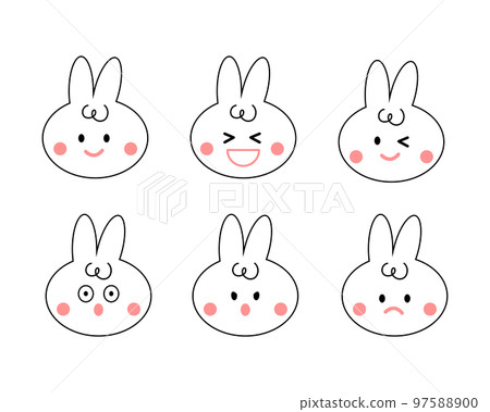 Set of facial expression rabbit cartoon. Icon, emoji and emoticon. Set of facial expression rabbit cartoon. Icon, emoji and emoticon. 97588900