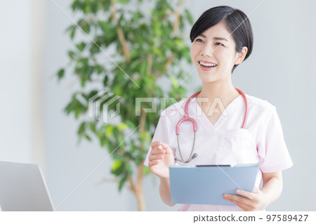 Medical image Female doctor portrait Medical image Female doctor portrait 97589427