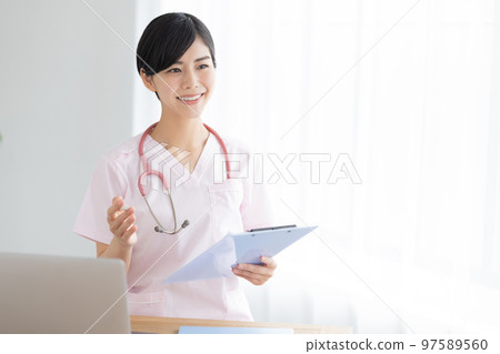 Medical image Female doctor portrait Medical image Female doctor portrait 97589560