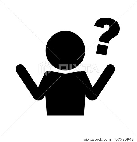 A silhouette icon of a person who has troubles and doubts. vector. 97589942