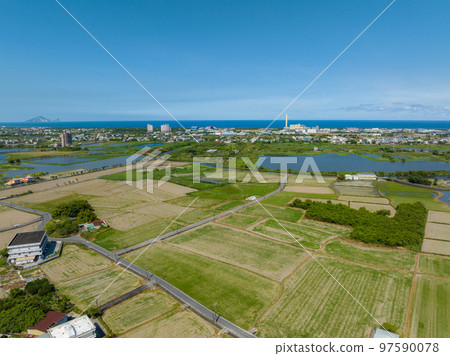 Top view of Dongshan rice meadow in Yilan of Taiwan Top view of Dongshan rice meadow in Yilan of Taiwan 97590078