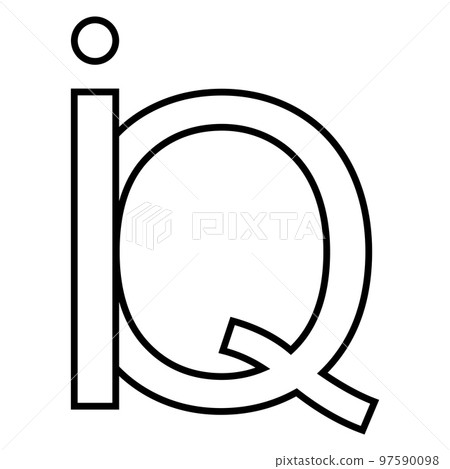 Logo sign iq qi, icon nft interlaced letters i q 97590098