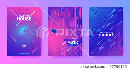 Futuristic Dance Posters. Electronic Sound Cover. Techno Party Flyer. Vector 3d Background. Abstract Dance Poster. Technology Festiv Banner. Gradient Wave Round. Dance Posters Set. Futuristic Dance Posters. Electronic Sound Cover. Techno Party Flyer. Vector 3d Background. Abstract Dance Poster. Technology Festiv Banner. Gradient Wave Round. Dance Posters Set. 97590123