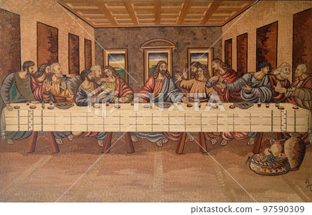 The Last Supper of Christ and the Disciples, church of Holy Trinity in Klenovnik, Croatia The Last Supper of Christ and the Disciples, church of Holy Trinity in Klenovnik, Croatia 97590309