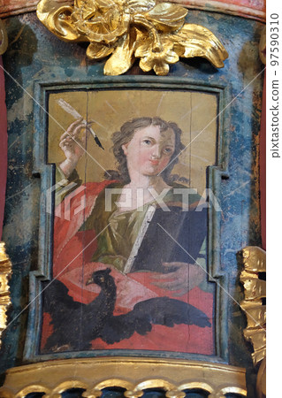 Saint John the Evangelist, pulpit in the church of Holy Trinity in Klenovnik, Croatia Saint John the Evangelist, pulpit in the church of Holy Trinity in Klenovnik, Croatia 97590310