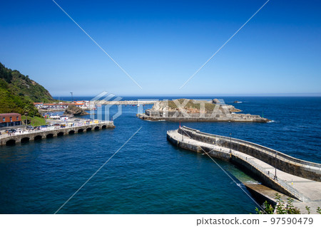 Cudillero harbor and village in Asturias, Spain 97590479