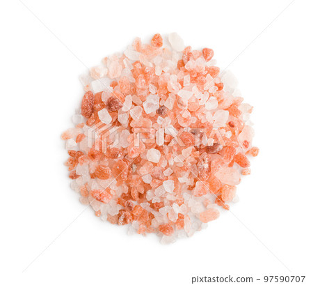 Pink himalayan salt isolated on white background. Pink himalayan salt isolated on white background. 97590707
