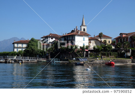 Isola Superiore dei Pescatori - the Fishermen Island, one of the famous Borromeo Islands of Lake Maggiore, Italy 97590852
