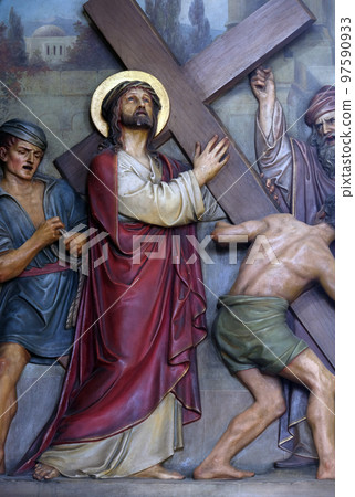 2nd Stations of the Cross, Jesus is given his cross, Basilica of the Sacred Heart of Jesus in Zagreb, Croatia 97590933