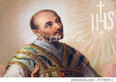 Saint Ignatius of Loyola altarpiece in the Basilica of the Sacred Heart of Jesus in Zagreb, Croatia 97590951