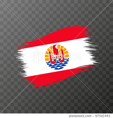 French Polynesia national flag. Grunge brush stroke. Vector illustration on transparent background. 97591443