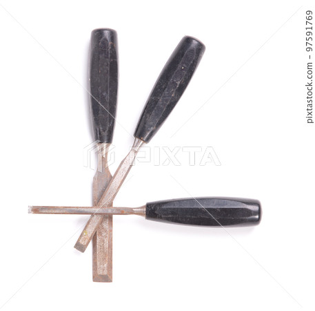 Plastic chisel isolated on white background 97591769
