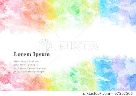 天空雲彩虹水彩抽象背景透明 97592566