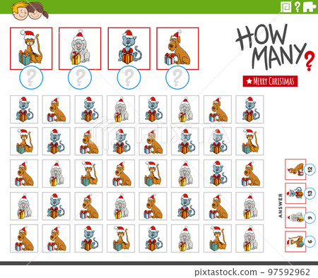 how many cartoon Christmas animals counting game 97592962