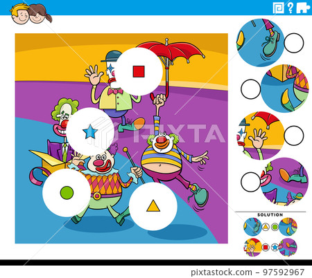 match pieces game with cartoon clowns characters match pieces game with cartoon clowns characters 97592967