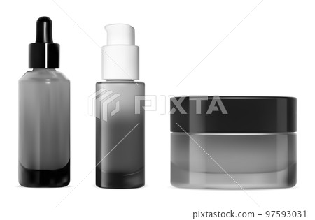 Serum dropper bottle. Pump dispenser cosmetic container 97593031