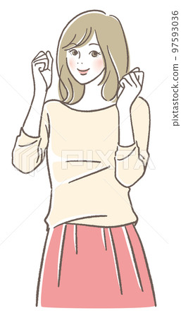 A woman doing a guts pose A woman doing a guts pose 97593036