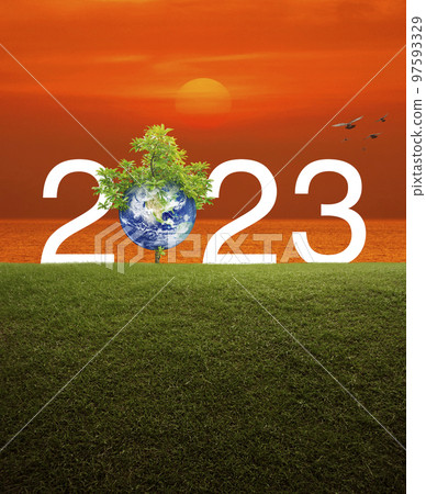 Happy new year 2023 ecological cover, Save the earth concept, Elements of this image furnished by NASA 97593329