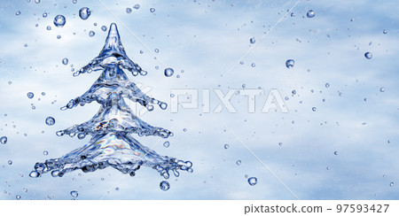 Christmas water splash tree isolated on white Christmas water splash tree isolated on white 97593427