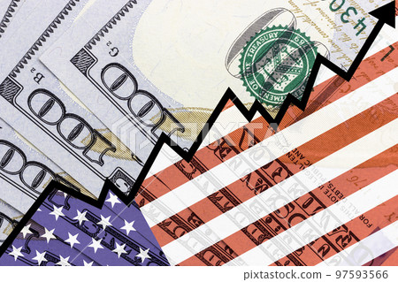 Ascending chart on the background of the US dollar. Ascending chart on the background of the US dollar. 97593566