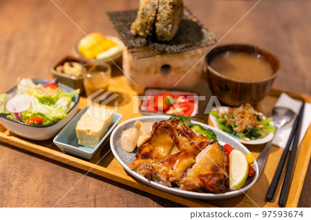 Japanese grill chicken set in restaurant Japanese grill chicken set in restaurant 97593674