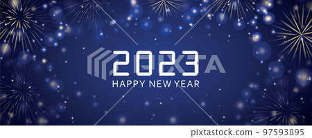happy new year 2023 greeting card golden firework 97593895