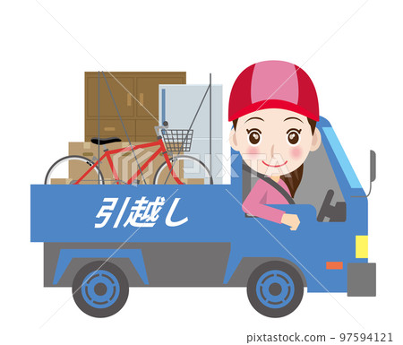 工作車、移動卡車、可愛變形女司機交通圖解 工作車、移動卡車、可愛變形女司機交通圖解 97594121