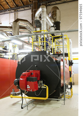 Gas boilers in gas boiler room for steam production 97594665