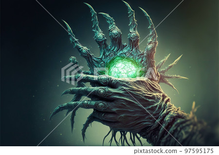 New galaxy formation in alien hand, futuristic, sci-fi concept New galaxy formation in alien hand, futuristic, sci-fi concept 97595175