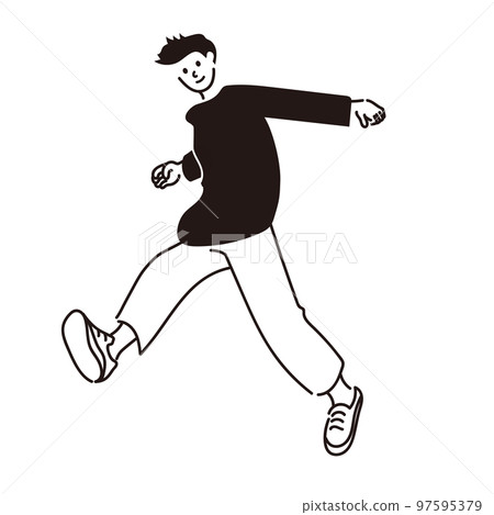 Line drawing of a man running Line drawing of a man running 97595379
