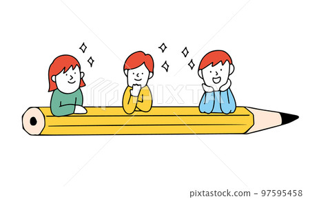 充滿期待學習和藝術的興奮表情的孩子們的插圖 97595458