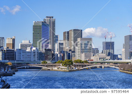 Cityscape of Osaka Scenery of Nakanoshima from Temmabashi Cityscape of Osaka Scenery of Nakanoshima from Temmabashi 97595464