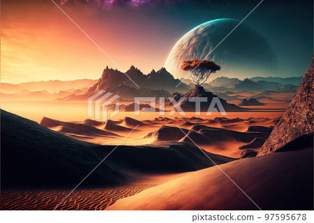 Alien colony on arid planet Alien colony on arid planet 97595678