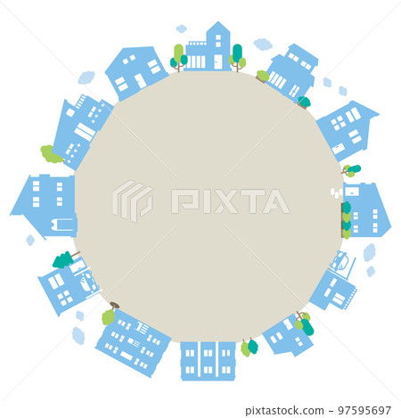 Cityscape circular illustration set of building icons (flat) Cityscape circular illustration set of building icons (flat) 97595697
