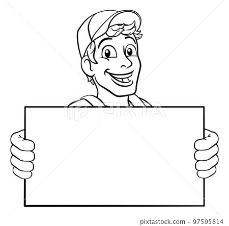 Handyman Cartoon Caretaker Construction Man Sign Handyman Cartoon Caretaker Construction Man Sign 97595814